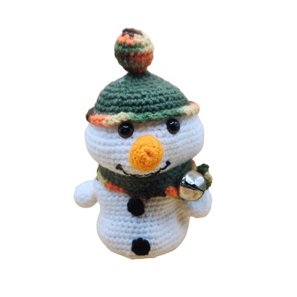Hand Crocheted Amigurumi Snowman Trinket Box Storage Figure Statuette 9 Inches - Picture 3 of 10